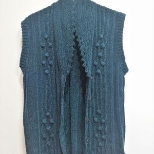 Vintage button down textured knit cardigan vest